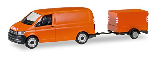 Herpa Miniaturmodelle GmbH- Herpa 093071-Vehículo, VW T6 Transportista con Remolque de Lona (093071)