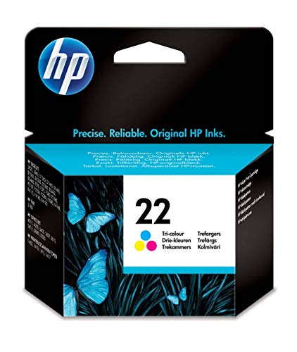 HP 22 C9352AE, Tricolor, Cartucho de Tinta Original, compatible con impresoras de inyección de tinta HP Deskjet D1530, D1560, D2360, D2460, F2290, F335, F2180, F380, F390, F4180; Officejet 4315, 4355