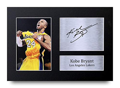 HWC Trading Kobe Bryant A4 Sin Marco Regalo De Visualización De Fotos De Impresión De Imagen Impresa Autógrafo Firmado por Los Angeles Lakers Los Aficionados Al Cine