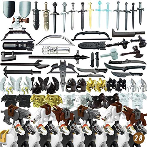 HYZM Armas Militares Juguete, 80 Piezas Griego Antiguo Romano Militares Set de Armas y Casco para Minifiguras Soldados SWAT, Compatible con Figuras de Lego