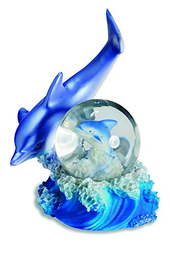 impexit - Bola de nieve de delfín con figura de delfín en resina, 9,5/8,5/7,5 cm (d)