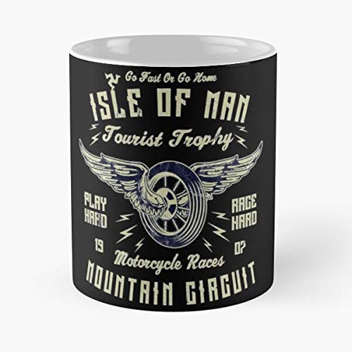 Isle Of Man Tt Racing Vintage Biker Wings Wheel Tourist Trophy Bike Races Retro Graphic Classic Mug - 11 Ounces Funny Coffee Gag Gift.the Best Gift For Holidays.