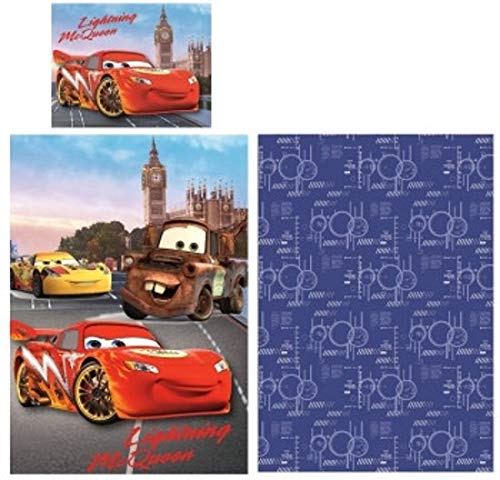 JF Disney Cars - Juego de cama (funda nórdica de 140 x 200 cm y funda de almohada de 70 x 90 cm, 100% algodón)