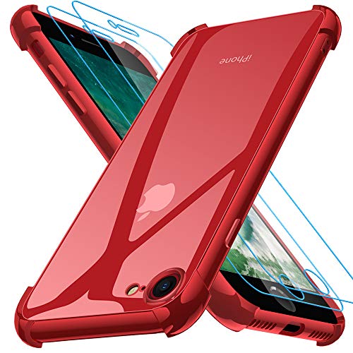 Joyguard Funda Compatible con iPhone SE 2020 con 2 Protector de Pantalla, Funda para iPhone 8 Funda para iPhone 7 Funda para iPhone SE 2020-4.7 Pulgada Rojo