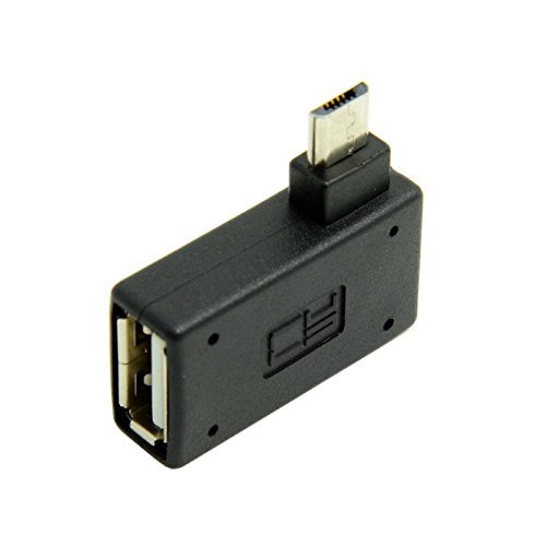 Jser - Adaptador micro USB 2.0 OTG de ángulo recto de 90 grados con alimentación USB para teléfono celular y tablet