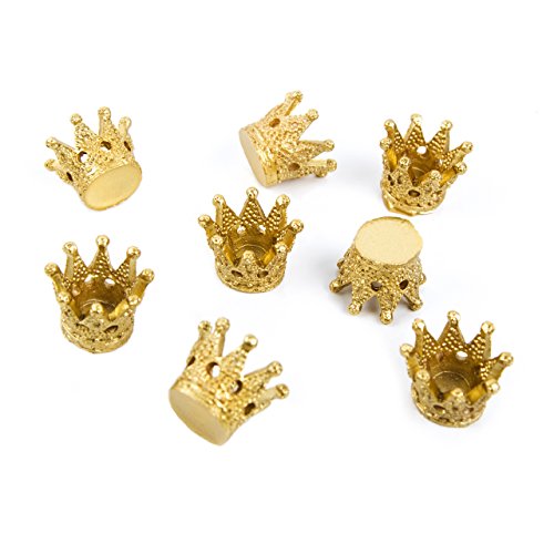 Juego de 8 pequeñas mini coronas decorativas doradas de 2,5 cm, corona de princesa, corona de rey, corona para princesa, símbolo de poder, éxito, suerte, amuleto de la suerte