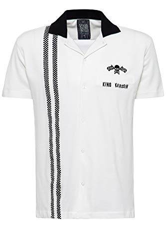 King Kerosin King Camisa de Bowling, Blanco Roto, XXXL para Hombre