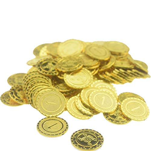 Knowooh Pirate Gold Coins 100 Piezas Pirate Treasure Pirate Coins Regalo de cumpleaños para niños Pirate Gemstones Treasures for Treasure Hunt Treasures for The Pirates
