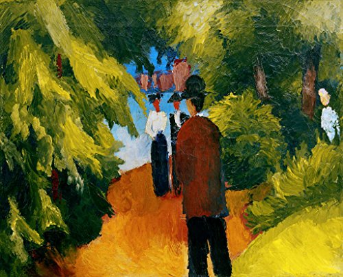 Kunst für Alle Impresión artística/Póster: August Macke Park Am Wasser Mann im Park - Impresión, Foto, póster artístico, 60x50 cm