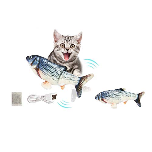 LEDNO Juguetes del Catnip [Peluche de juguete eléctrico de simulación Fish con carga USB] Productos Interactivos Interesantes para Gatos Domésticos Ideal para Morder, Masticar y Patear