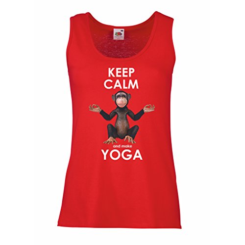 lepni.me Camisetas sin Mangas para Mujer Mantenga la Calma y Haga Yoga Ashtanga Hatha Kundalini Yoga Prenatal (X-Large Rojo Multicolor)