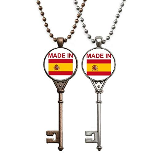 Made In Spain Country Love - Collar con colgante de llavero para decoración de pareja