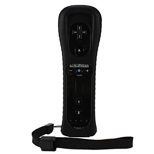 Mando Remote para Wii, Control Remoto Controlador a Distancia con Motion Plus Integrado, Funda Silicona y Correa de Muñeca, Sin Nunchuck Compatible con N-Wii U, Wii (Negro)
