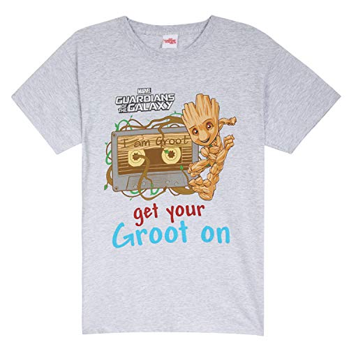 Marvel Camisetas Hombre, Ropa Hombre Algodon, Camiseta Hombre Guardianes de la Galaxia con Baby Groot, Top Gris Manga Corta, Regalos para Hombre y Adolescentes (XL)
