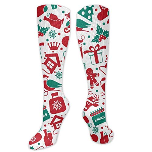 Medias largas, muñecos de nieve Papá Noel Calcetines largos casuales de poliéster de alto rendimiento Calcetines tejidos 50cm