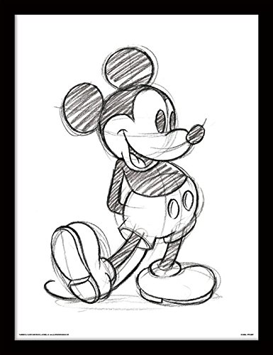 Mickey Mouse 30 x 40 cm bosquejado modessimple impresión enmarcada