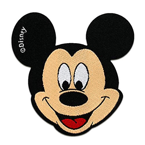 Mickey Mouse Disney cómico niños – negro – 6,5x6,5cm - Parches termoadhesivos bordados aplique para ropa, tamaño: 6,5 x 6,5 cm
