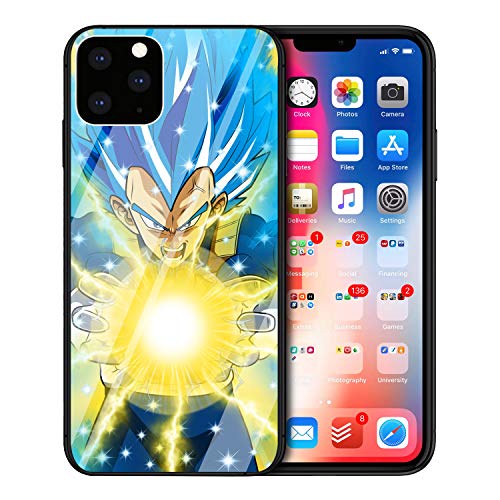 MIM Global Dragon Ball Z Super iPhone Vidrio Templado Protectores Tempered Glass Case Cover Compatible para Todos iPhones (iPhone 11 Pro MAX, Evolution)
