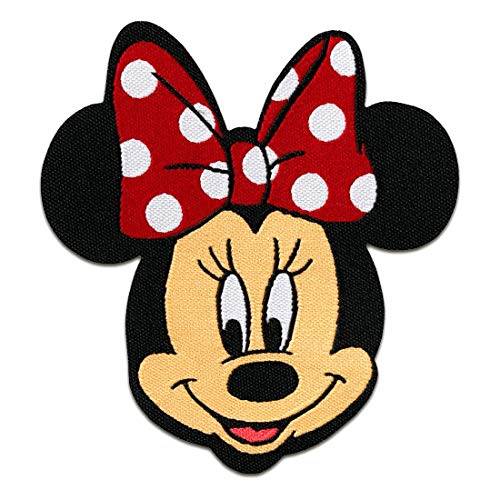 Minnie Mouse Disney cómico niños – rojo – 6,5x7,5cm - Parches termoadhesivos bordados aplique para ropa, tamaño: 6,5 x 7,5 cm