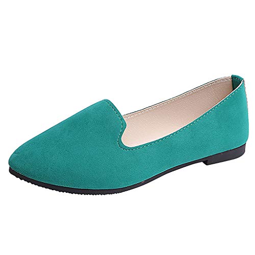 Moda Zapatos de Tacón Bajo de Color Liso para Mujer Jovencita TOPKEAL Casual Zapatos Planos de Trabajo Menta Verde 36.5