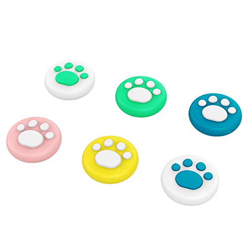 MoKo [6PZS Agarre para el Pulgar Compatibles con Nintendo Switch/Switch Lite, Tapa Analógica de Silicona Suave de Gato Bonito Cute Cat para el Controlador Joy-con - Multicolor