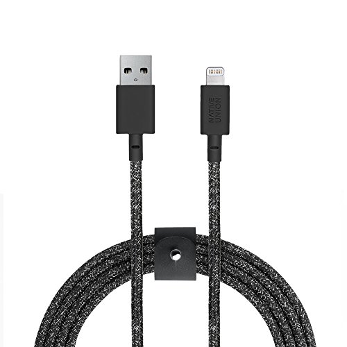 Native Union Belt XL Cable - 3 Metres Ultra-Robusto Reforzado [Certificado MFi] Cable de Carga Lightning a USB con Correa de Cuero (Cosmos)