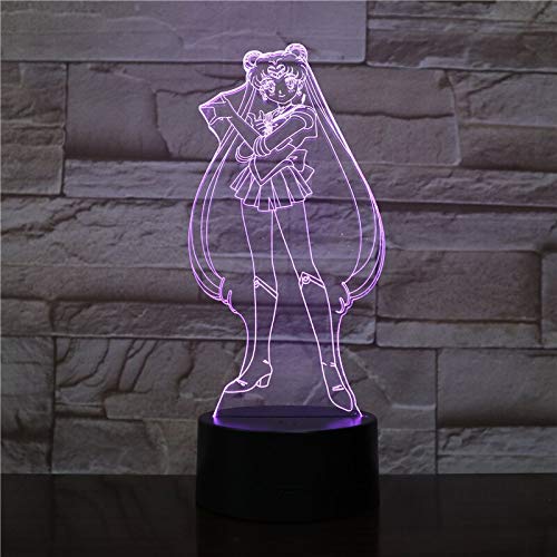 Navidad portátil USB3D lámpara de mesa LED luz de noche decoración niño bebé Anime japonés Sailor Moon sorpresa antes de Navidad
