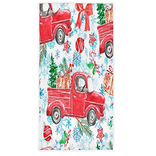 Navidad Rojo Camión Copos de Nieve Toallas de Mano Navidad Vacaciones Abeto Pino Bastón de Caramelo Holly Baño Toalla de baño Toallas Suaves para Las Manos (40x70cm)