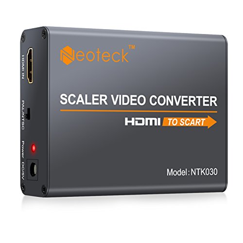 Neoteck - Convertidor HDMI a SCART compuesto adaptador HDMI a euroconector adaptador de audio estéreo de vídeo HD NTSC PAL a CVBS para Sky HDTV Blu-Ray DVD Apple TV PS3 PS4 Xbox Box Android PC