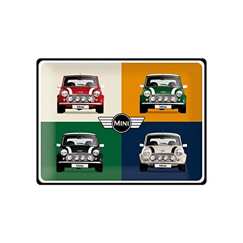 Nostalgic-Art Cartel de Chapa Retro Mini – 4 Cars Pop Art – Idea de Regalo para los Aficionados a los Coches, metálico, Diseño Vintage, 30 x 40 cm