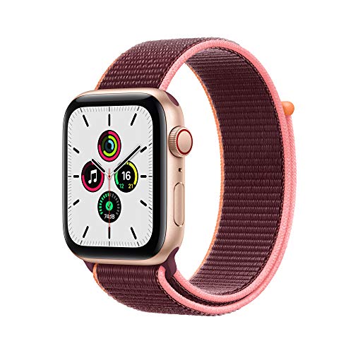 Nuevo Apple Watch SE (GPS + Cellular, 44 mm) Caja de Aluminio en Oro - Correa Loop Deportiva en Color Ciruela