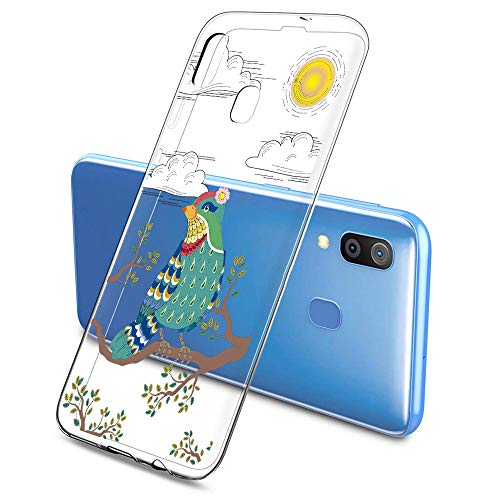 Oihxse - Carcasa de silicona para Samsung Galaxy A10/M10/A105 (poliuretano termoplástico), diseño de dibujos animados, ultrafino, antigolpes, protección de pájaros