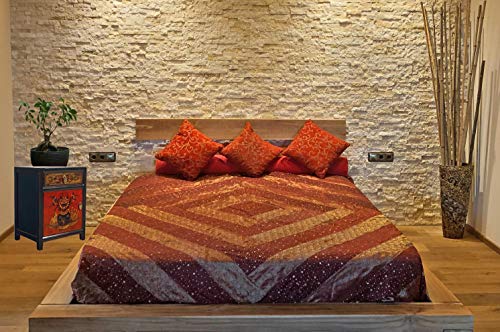 OPIUM OUTLET Mesita de Noche Dormitorio Vintage China Antigua Oriental, Comoda pequeña asiatica Entrada Madera