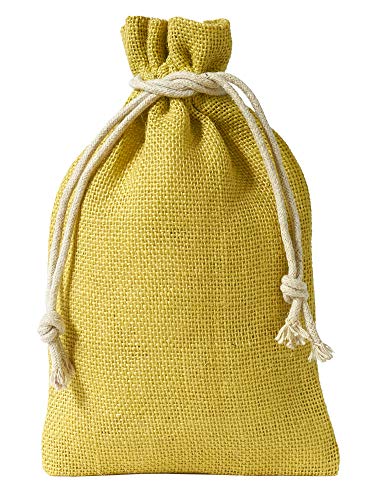 organzabeutel24 12 saquitos de yute, bolsa de yute con cordón de algodón, tamaño: 15 x 10 cm, 100% yute, calendario de Adviento, decoración, embalaje de yute para regalo, almacenamiento (curry)