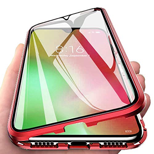 Orgstyle Funda para Samsung Galaxy A71, Absorción Magnética Cubierta Vidrio Frontal y Posterior Case Marco Metal Súper Delgada Protección de 360 Grados Caso para Samsung Galaxy A71, Rojo