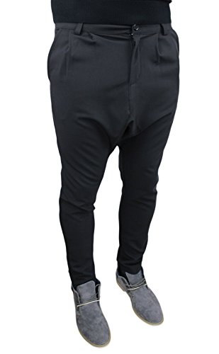 Pantalón Hombre Caballo bajo Negro Brillante Turquía Slim Fit 100% Made in Italy Negro S