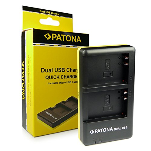 Patona - Cargador doble con cable micro-USB, para baterías Olympus OMD EM5 Mark II, Stylus XZ-2, Pen E-P5 y E-M1