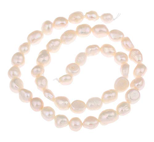 Perlas de agua dulce cultivadas de 8 mm, color crema y blanco, grano de arroz, natural, barroco, piedras preciosas, perlas de concha, para enhebrar