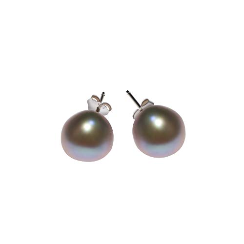 Perlas pendientes Perlas pendientes plata Artes de perla natural Perla gris Perla irregular Artes de perla natural 9mm-11mm
