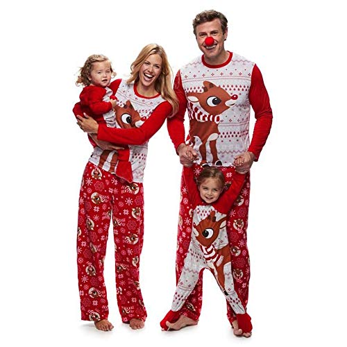 Pijamas de Navidad Familia, Ropa de Noche Homewear Algodón Camisas de Manga Larga + Pantalones Largos Sudadera Invierno Conjunto de Pijamas Familiar para Dad Mom Niños Bebé (Baby, 6-12 Meses)