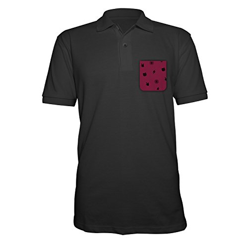 Polo de Manga Corta Negro con Bolsillo para Hombre - Polo piqué - 50% Descuento - Comercio Justo (L)