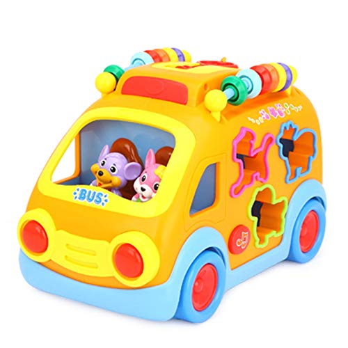 QJJ Baby Bus Camión Juguete Niños Puzzle Educación Early Boy Girl Electric Universal Light Light Learning Music Toy Coche Diversión Juguetes (Excluyendo la batería)