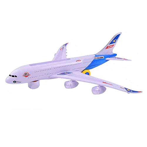 QJJ del Airbus A380 de Juguete for niños Modelo eléctrico del Aeroplano del avión de pasajeros de Sonido y de luz de Gran tamaño Otoño-Resistentes Aeronaves 3-6 años de Edad (sin la batería)