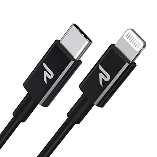 RAMPOW Cable USB C a Lightning [Apple MFi Certificado] Cable iPhone 11 Tipo C Power Delivery 18W 3A, Compatible con iPhone X/iPhone XS/iPhone XS MAX/iPhone XR/iPhone 8, iPad Pro, iPad Air-1M, Negro
