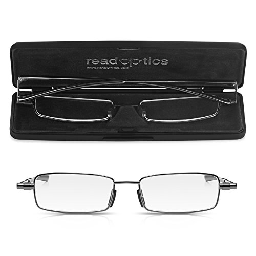 Read Optics- Gafas Hombre/Mujer de Lectura Vista: Plegables Ultra Compactas | Incluye Estuche Rígido | Graduadas +2.50 Dioptrías |Color: Gris Plomo
