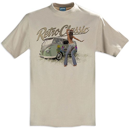 RetroClassic Split Screen Camper and a Dancing Hippie Lady - Camiseta para hombre Beige arena 3XL