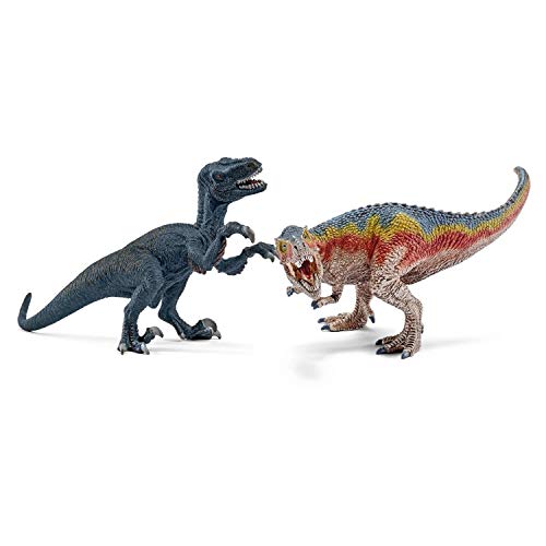 Schleich- Colección Dinosaurios Set figuras Tiranosaurio Rex y Velociraptor, Color (42216)
