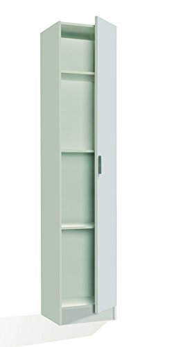 SERMAHOME- Armario Multiusos Auxiliar. Columna 1 Puerta. 4 Baldas Interiores. Color Blanco. Medidas: 37 x 180 x 37 cm.