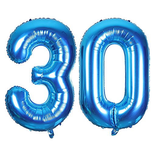 Smarcy Globos Número 30 Decoración de Cumpleaños 30 Años Fiesta de Cumpleaños Azul