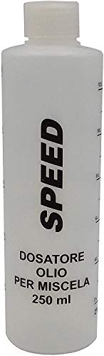 Speed N. 1 Medidor dosificador de aceite para mezcla de 250 ml con tapón, escala graduada y porcentajes 2-4% 2,5-5% 3-6%…